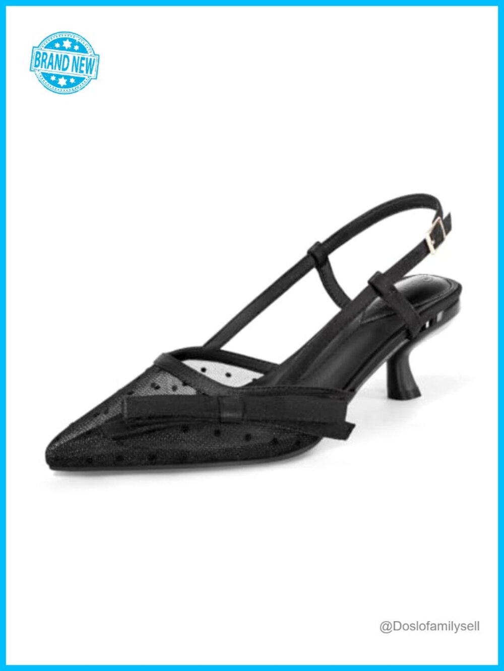 Women's Slingback Kitten Heels Pointed Toe Bow Pumps Dress Shoes